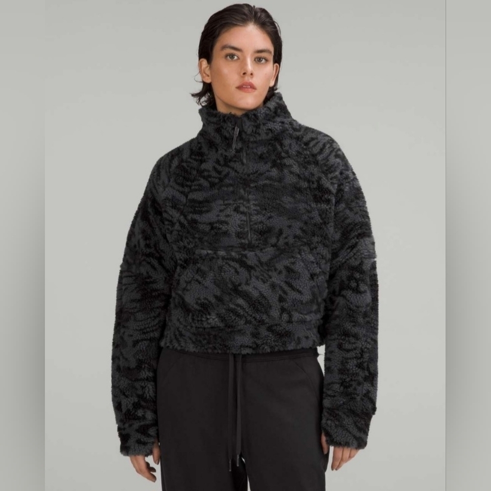 Lululemon Scuba Oversized Fleece Funnel Neck In Jacquard Liquidize Camo Size XS